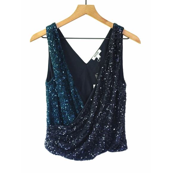 NWT Express Sequin Color Block Faux Wrap Tank Top - Large - Picture 13 of 15